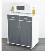 Table desserte en bois sur roulettes 2 portes L80