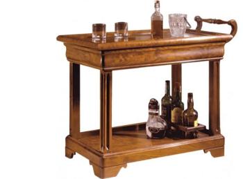Table desserte merisier roulante 1 tiroir double p