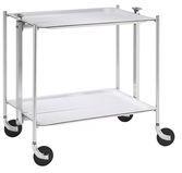 Table roulante pliable - 2 plateaux - Blanc Chromé