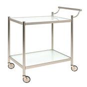 Table desserte à roulettes en acier et verre tremp