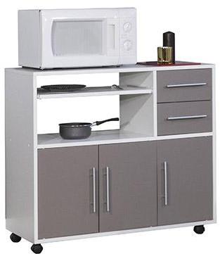 Desserte micro-ondes basse blanc taupe