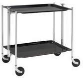 Table roulante pliable - 2 plateaux - Noir Chromée Table roulante pliable - 2