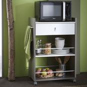 Desserte roulante bois 1 tiroir + 2 niches L59.4xP