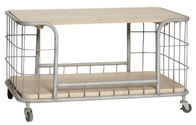 Table basse en chêne naturel et métal 2 plateaux H