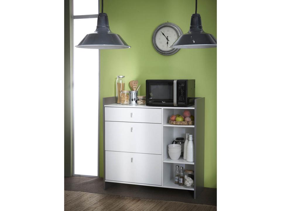 Desserte Battery - Blanc velours/basalte
