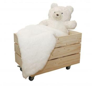 Caisse de rangement bois 4 roulettes L.54 x H.30 x