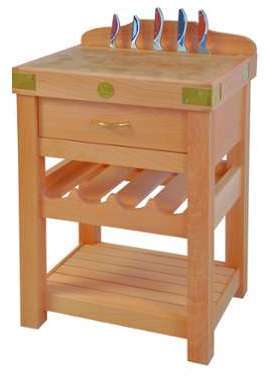 Billot de cuisine avec porte bouteilles et porte c