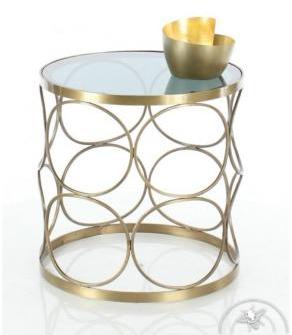 Bout de canapé rond verre fumé noir - Octave
