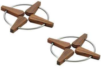 Folding Trivet - Set de 2 sous-plats pliable - teck Folding Trivet - Set de 2