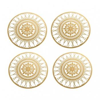 Italic Lace Round Coaster - 4 Dessous de plat - or Italic Lace Round Coaster