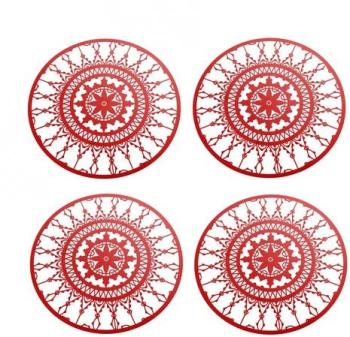 Italic Lace Round Coaster - 4 Dessous de plat - rouge Italic Lace Round Coaster