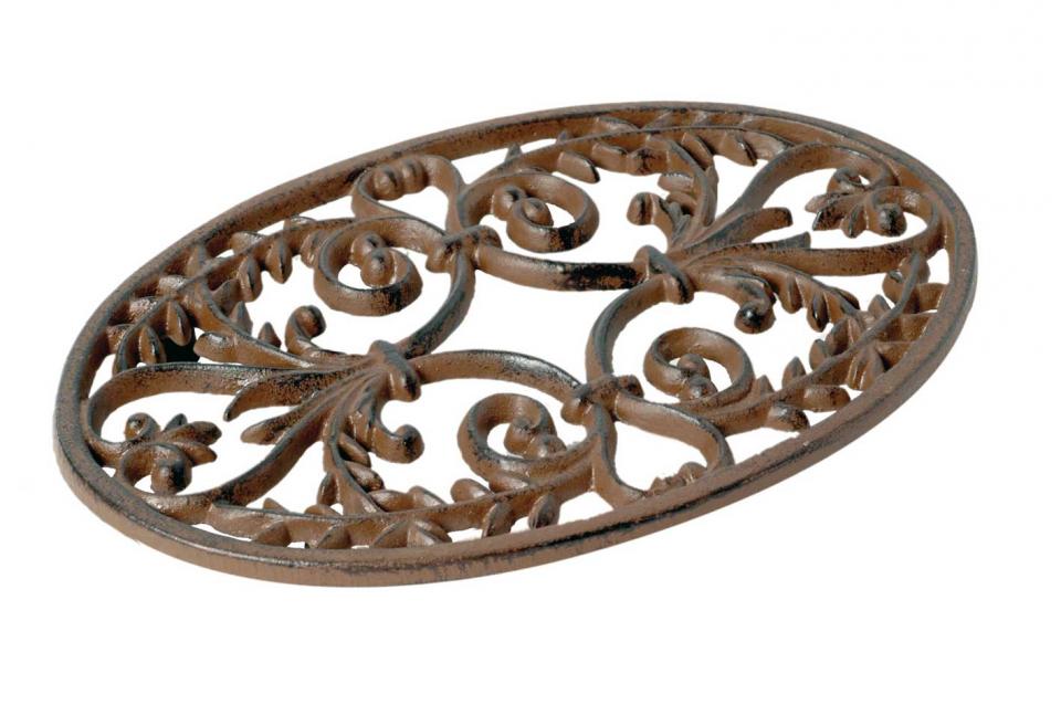 Dessous de plat ovale feuille dolivier rouille