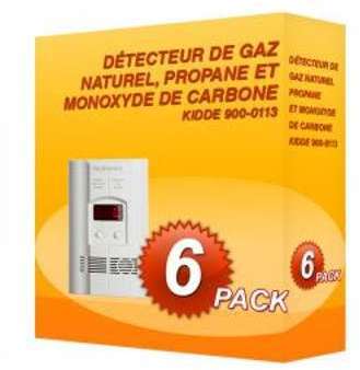Pack de 6 détecteurs de gaz naturel propane et monoxyde Pack de 6 détecteurs de gaz
