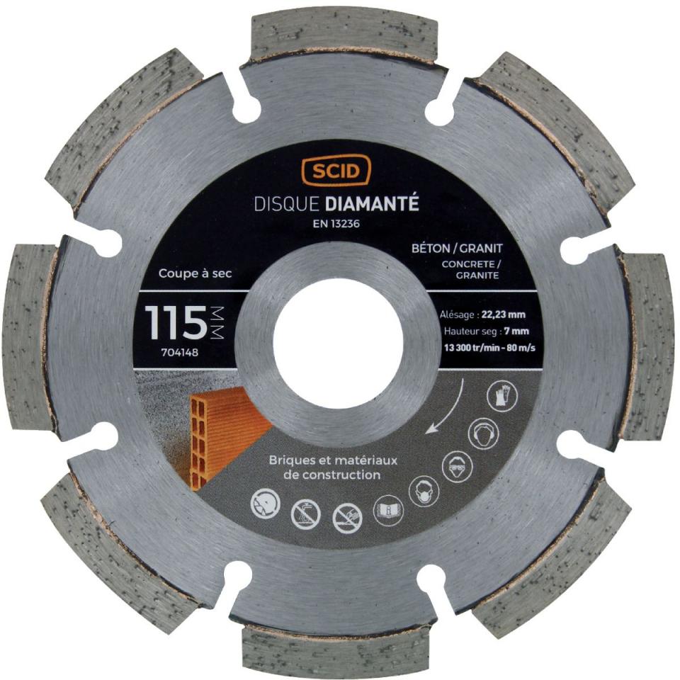 Disque diamanté béton granit SCID - Diamètre 115 m