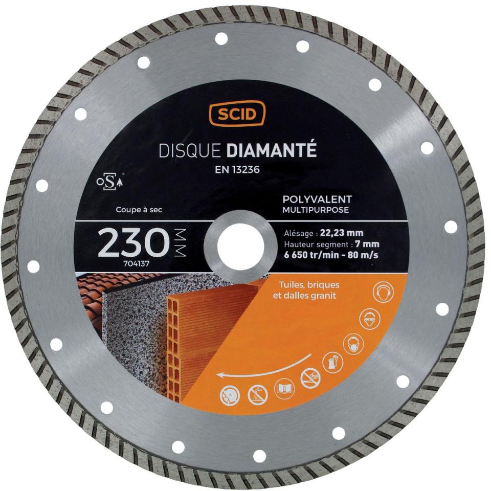 Disque diamanté polyvalent crénelé SCID - Diamètre