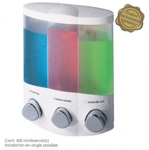 66354 Distributeur de savon Aviva Trio Blanc, 3 ré