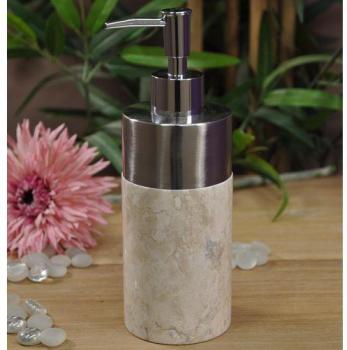 Distributeur de savon en marbre et inox crème