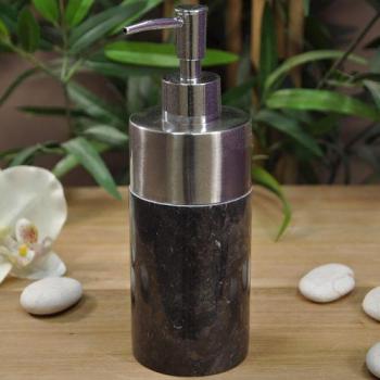 Distributeur de savon en marbre et inox noir