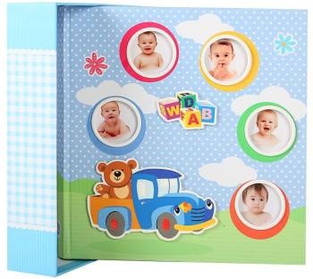 Coffret album photo de naissance Car Bleu pour 200