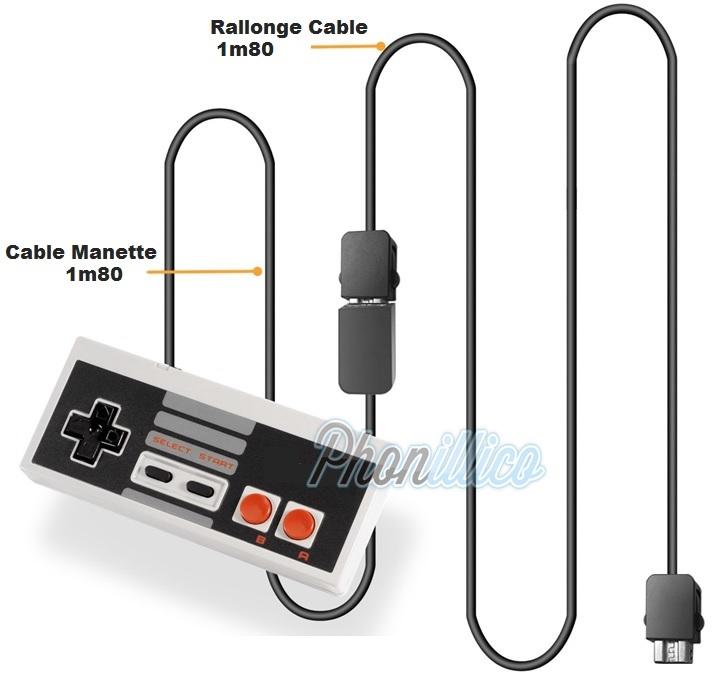 Manette + Câble dextension pour Nintendo NES Clas