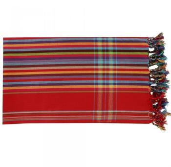 Kikoy Paréo Rouge Rayures Turquoise