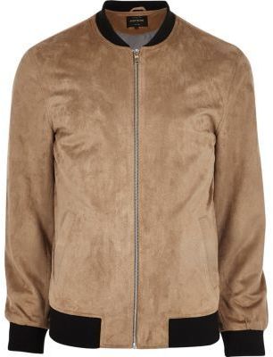Blouson en suédine grège