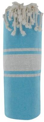 Fouta Drap Plage et Hammam Coton Turquoise Rayé Lu