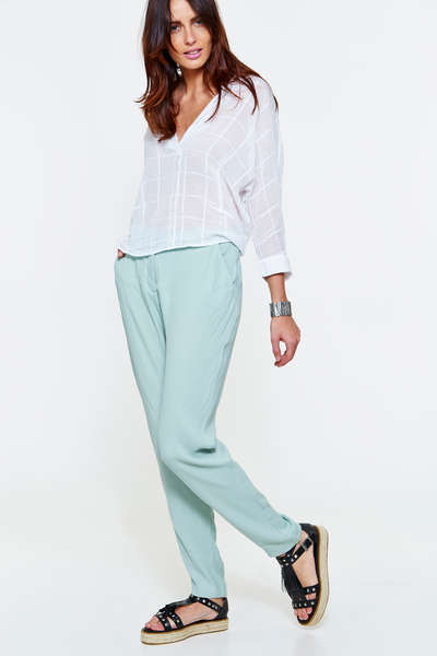 Pantalon Fluide Yaya Vert Menthe Femme