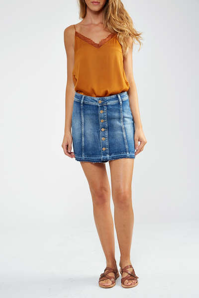 Jupe En Jeans Le Temps Des Cerises Gaby Bleu Femme