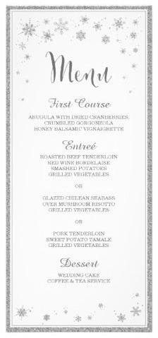 Menu de mariage dhiver/menu mariage de flocon de