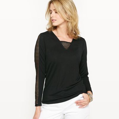 T-shirt, stretch et maille ajourée - ANNE WEYBURN