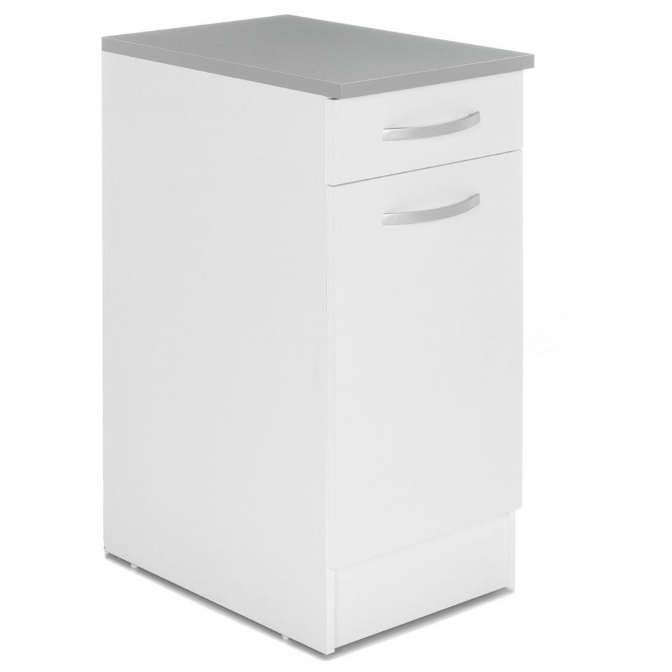 Meuble bas de cuisine blanc 1 porte et 1 tiroir 40