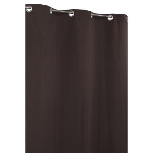 Double Rideau PolyCoton Raye Chocolat Chocolat