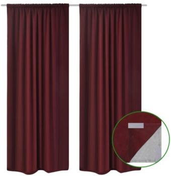 VidaXL 2 pcs Rideau Blackout Doublé Occultant Bordeaux VidaXL 2 pcs Rideau Blackout