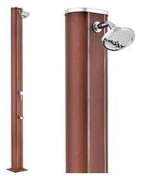 Douche solaire droite Alu aspect bois 32 L avec ri