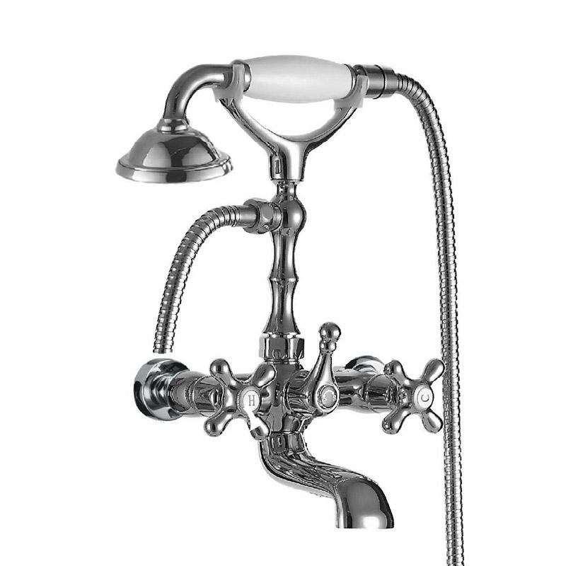Robinet de baignoire rétro en laiton chromé + douc
