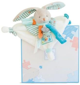 Doudou attache-sucette - lapin Happy - DOUDOU ET C
