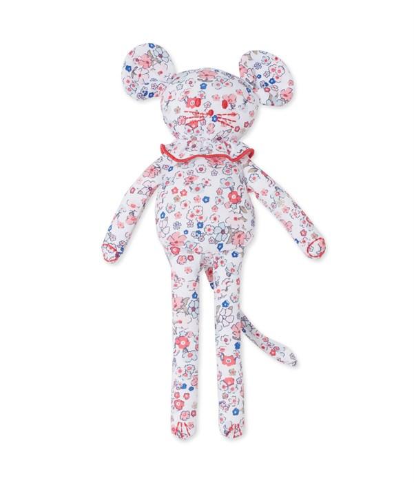 Doudou bébé souris imprimé Petit Bateau blanc, ros