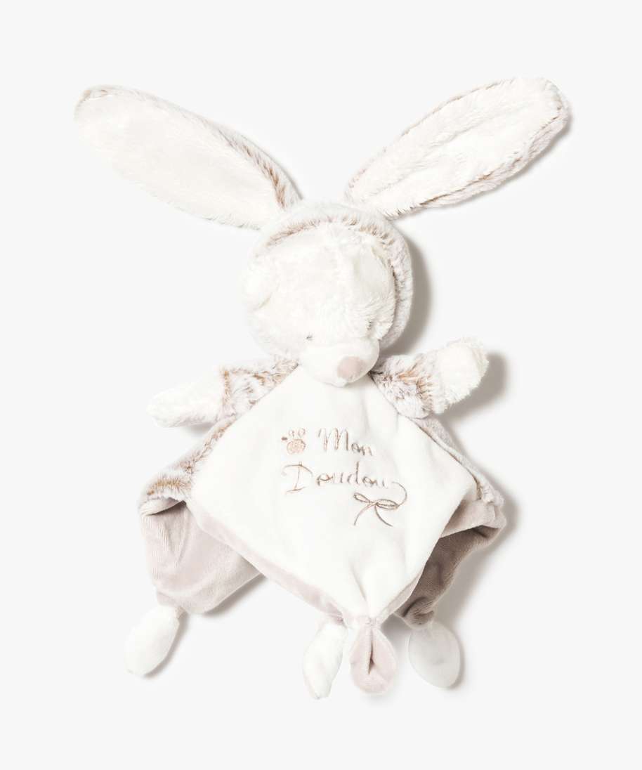 Gemo - Doudou plat avec tête de lapin - Beige
