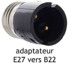 Adaptateur culot E27 vers B22 Adaptateur culot E27 vers