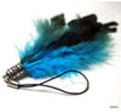 Bijou de portable pompon plumes turquoises Bijou de portable pompon plumes