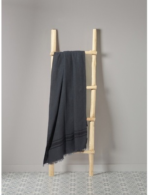Fouta nid d abeilles en lin lavé navy
