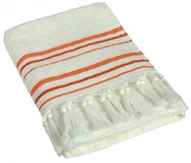 Serviette de toilette style fouta écru corail 60x1