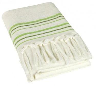 Maxi Drap de bain écru et vert style fouta