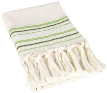 Serviette de toilette écru vert style fouta Serviette de toilette écru