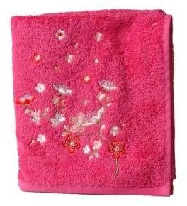 Serviette de toilette brodée Yuko rose indien -
