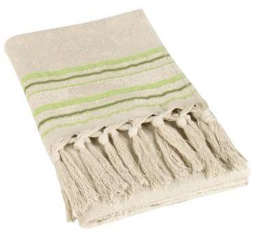 Serviette de toilette style fouta couleur lin et v