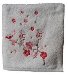 Drap de douche brodé Yuko blanc - 500 grs/m2 - 7