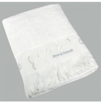 Drap de bain Romantique Blanc brodé 100*140