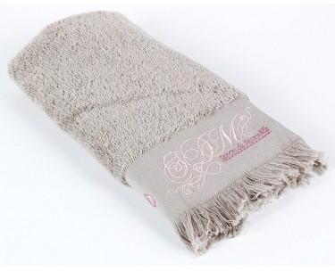 Serviette de toilette Gris perle brodée Romantique